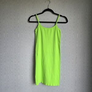 Sorella Free Size 0S Stretch Slip Mini Dress‎ Neon Green Spagetti Strap Rave